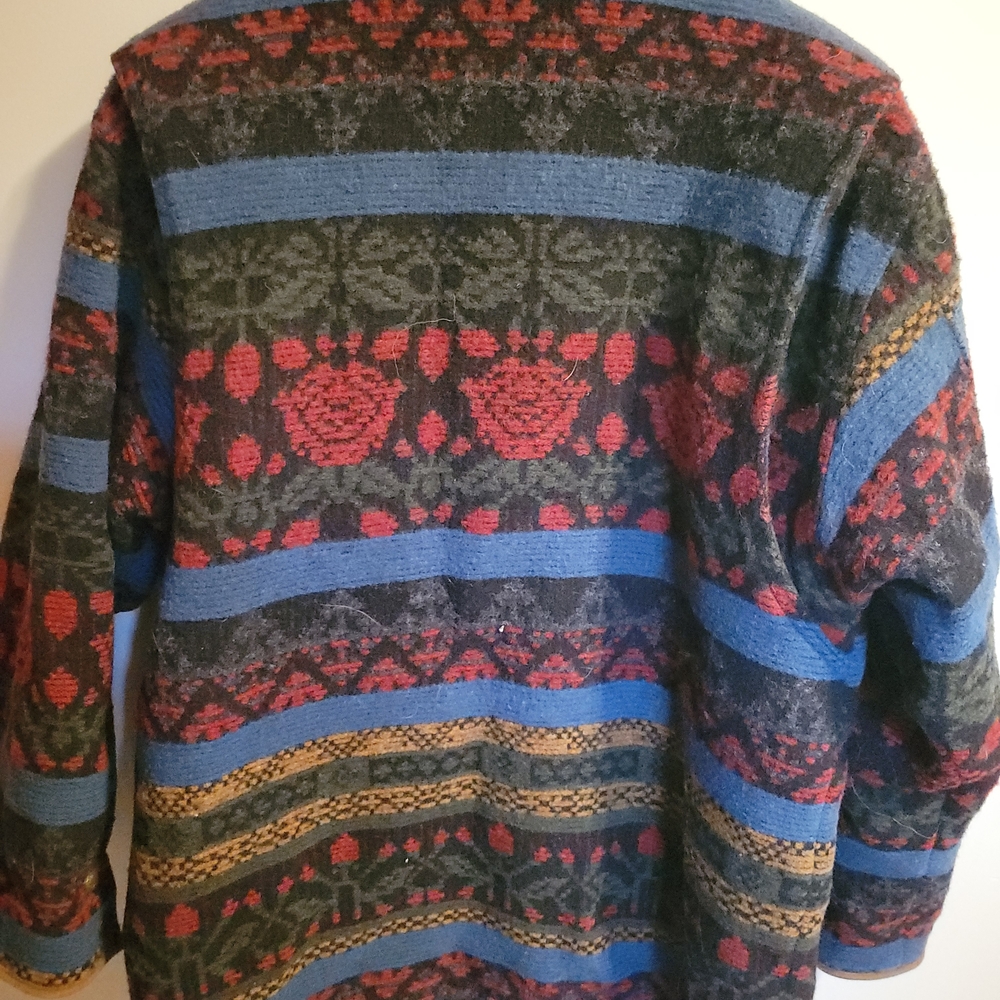 Vintage Woolrich Floral Print Coat Large Leather Trim Pockets - Picture 6 of 14